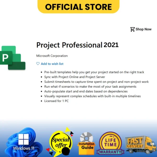 Microsoft Project Professional 2021, Life Time, Box with USB Installer - Image 2