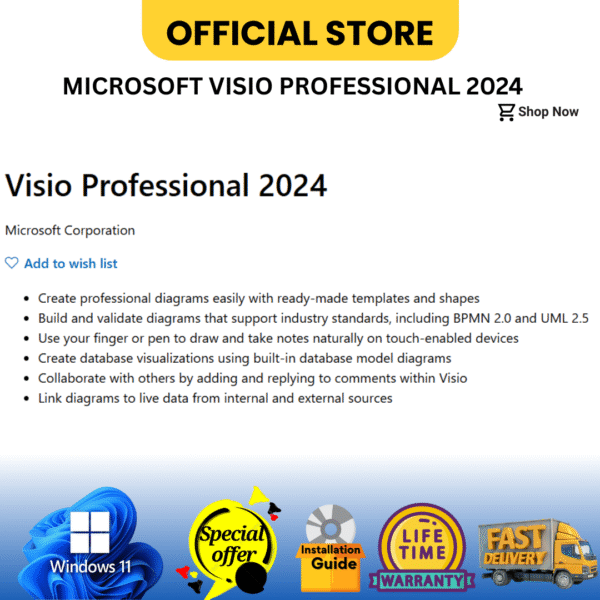 Microsoft Visio Professional 2024, ESD Bind Email, Life Time - Image 2