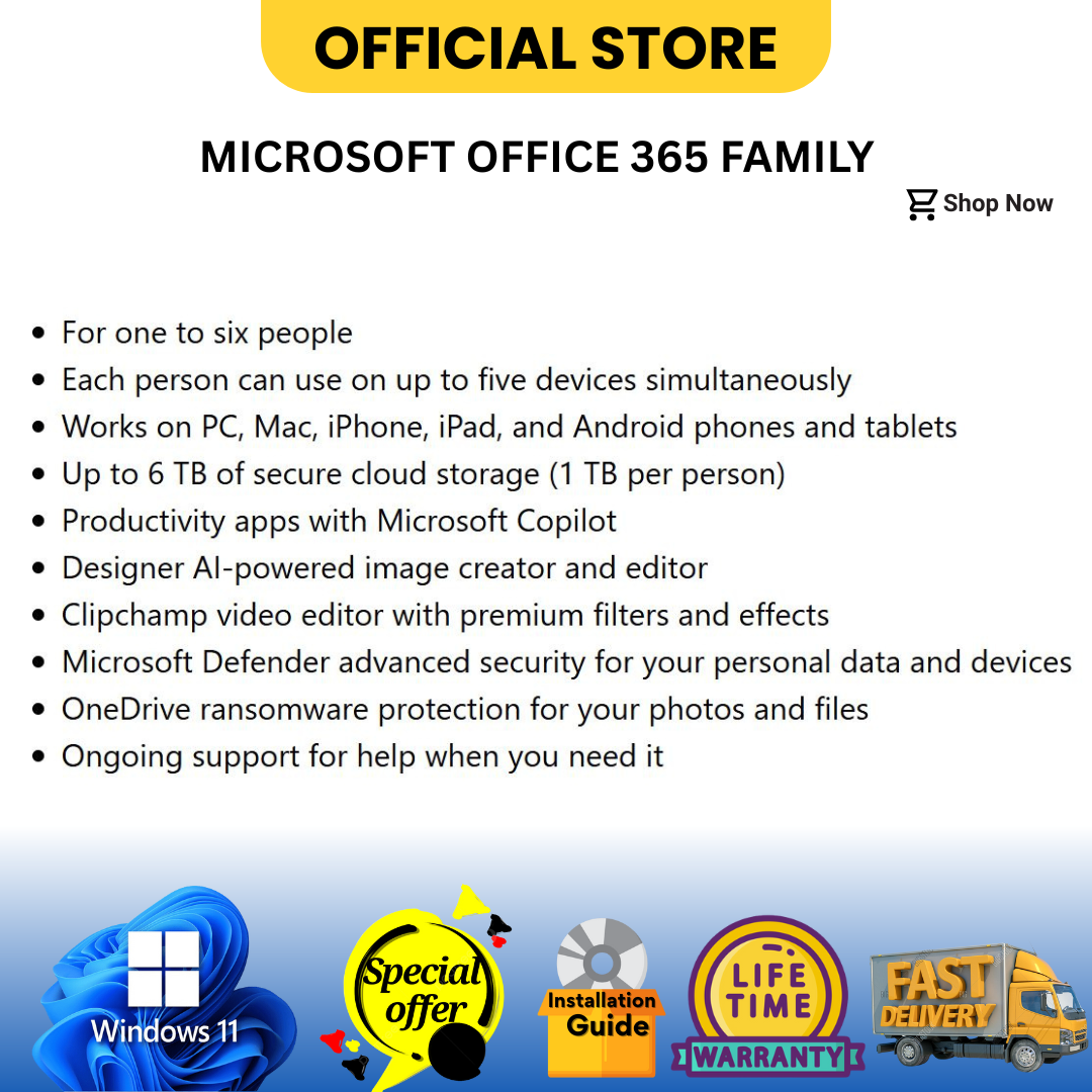 MICROSOFT OFFICE 365 FAMILY ESD, 1 to 5-Devices, Up to 6 TB of secure cloud storage - Image 3