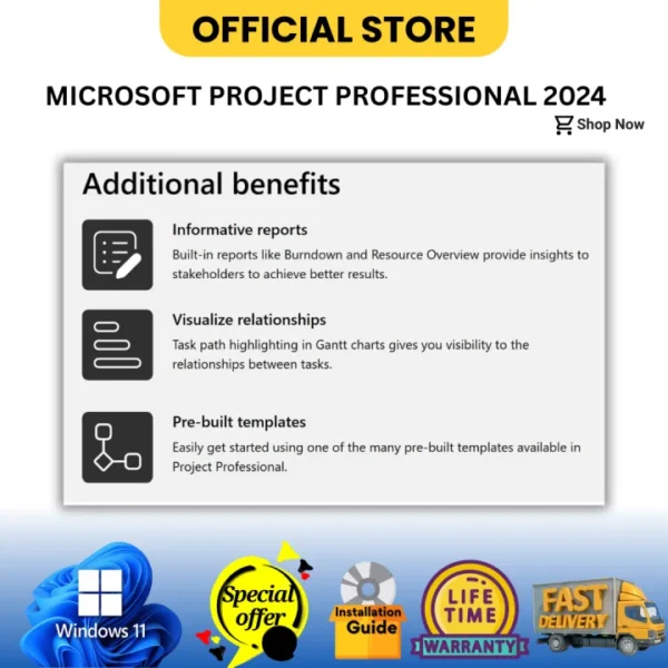 Microsoft Project Professional 2024 ESD, Life Time, Bind email - Image 3